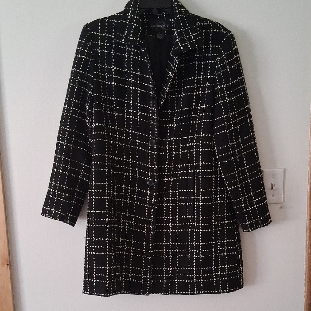 Requirements Womens Tweed Fully Lined Black And White Coat